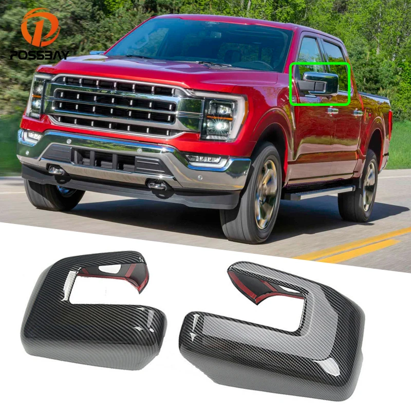 

Pair Car ABS Rear View Side Mirror Cover Trims for Ford F150 F-150 2021 2022 Chrome/Carbon Fiber Look RearView Cap Styling Parts