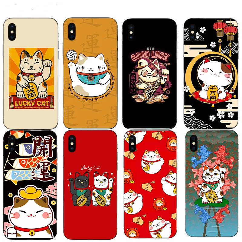 

Cute Lucky Cat Hard Mobile Cover 13 11 Pro Max Phone Case For Funda Iphone 12 Mini XS 8 7 Plus SE 2020 5 6S X XR 10 Unique Shell