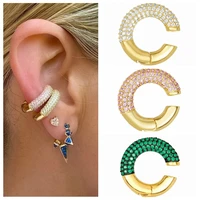 aide 1pcs 925 silver ear cuff green zircon stone clip earring for woman 2021 trend ins c shape luxury jewelry bijoux femme y2k