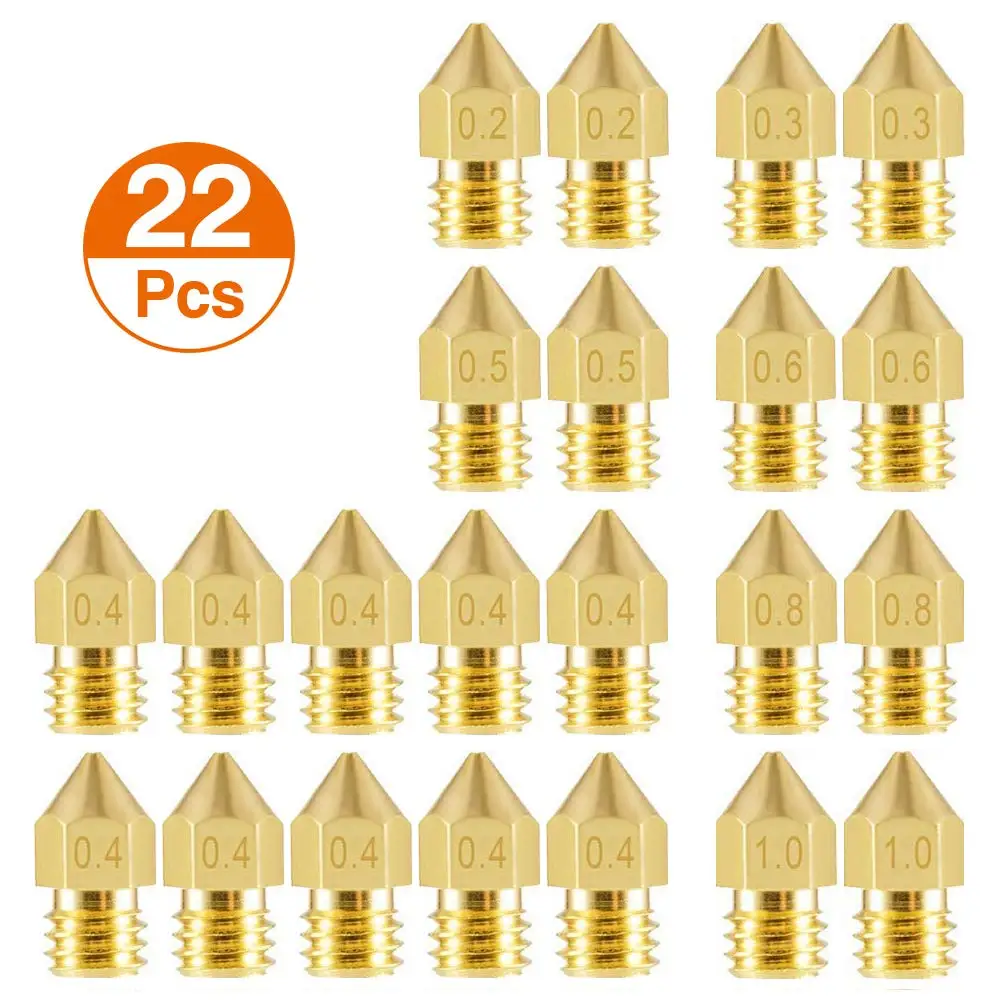 

Сопло экструдера MK8, 0,2/0,3/0,4/0,5/0,6/0,8/1,0/1,75 мм, 22 шт.