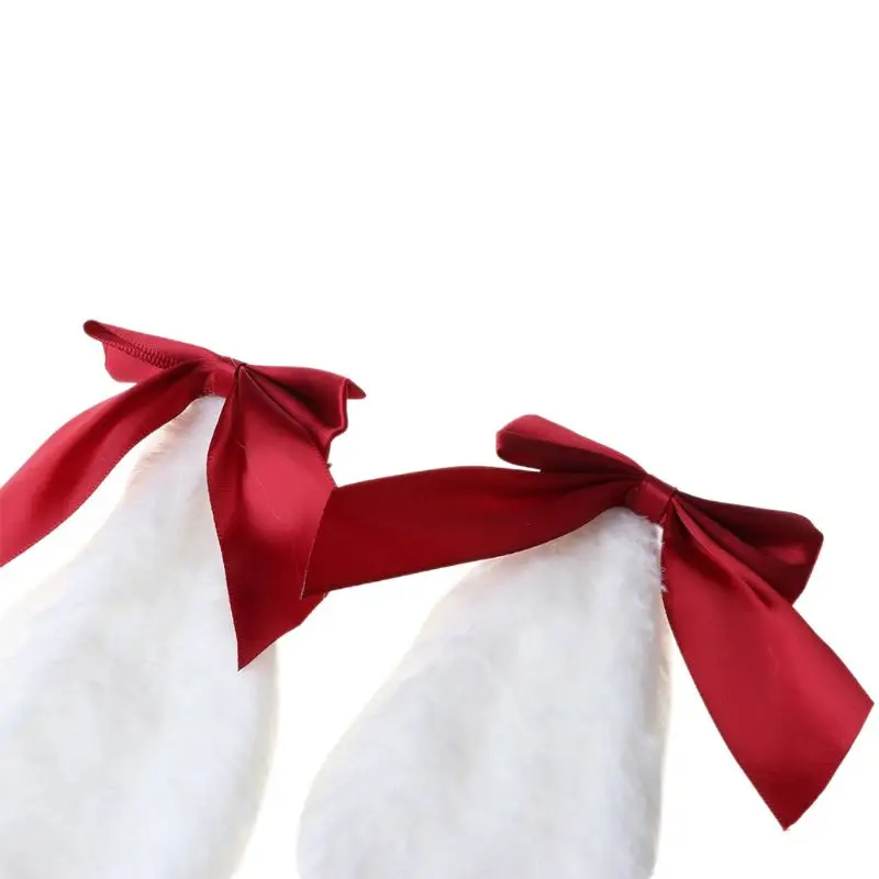 

Kawaii Lolita Cosplay Hair Clip Rabbit Plush Lop Ears Ribbon Bowknot Hairpins