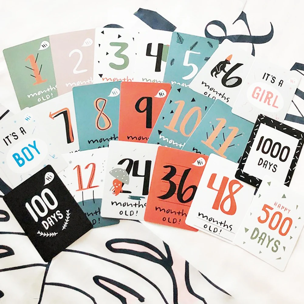 

20pcs Portable Reusable Home Hundred Days Background Commemorative Card Photograph Prop Newborn Baby Paper Gift Birthday Studio