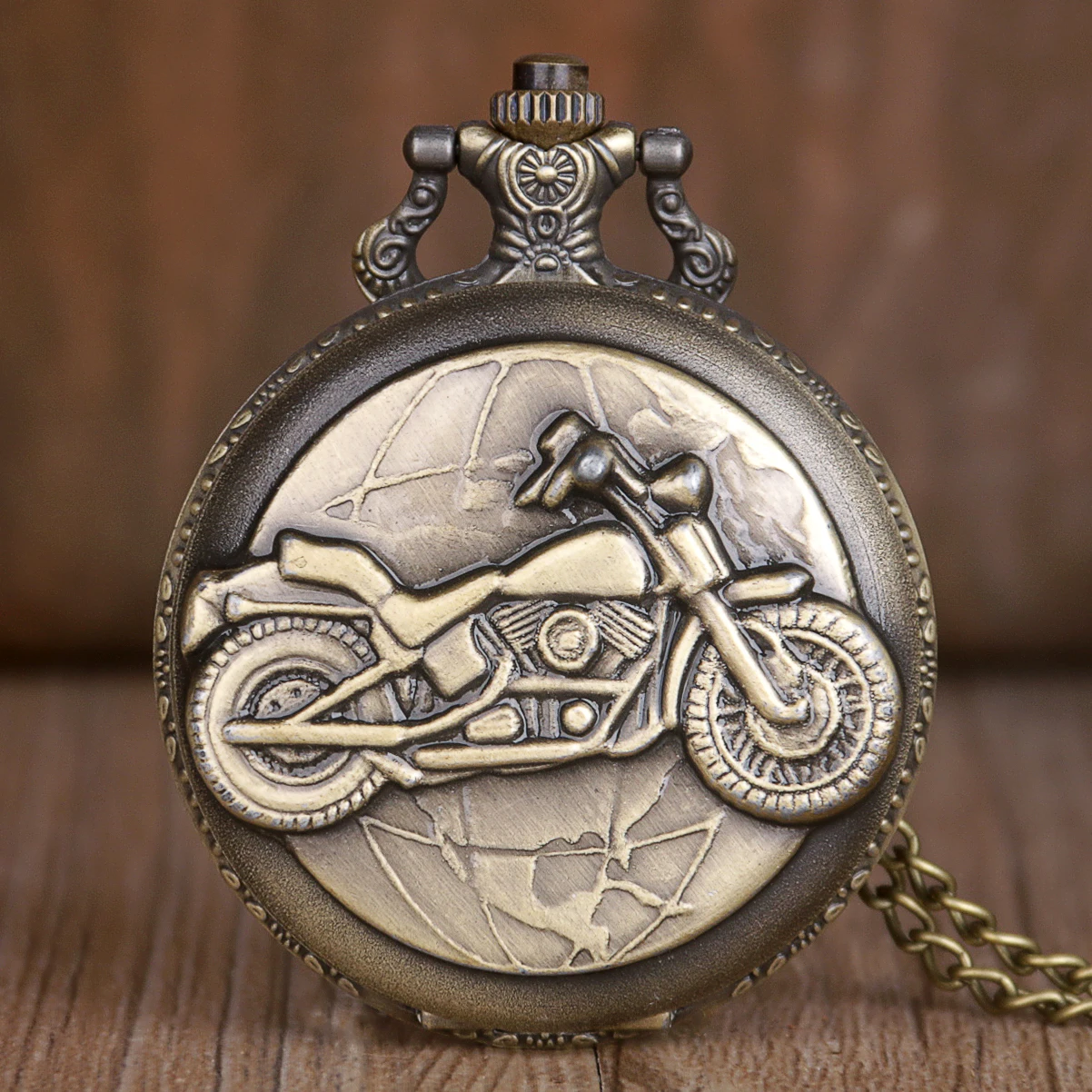 Top Brand Bronze Creative Quartz Antique Chain Pocket Watch Motor Cycle Bike for Men Women Children TD2045 | Наручные часы
