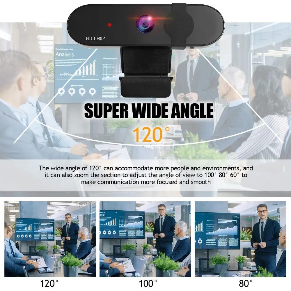

Mini Webcam with Microphone Full HD 1080P/2K USB PC Laptop Computer Cameras for Meeting Office Conference Online Study