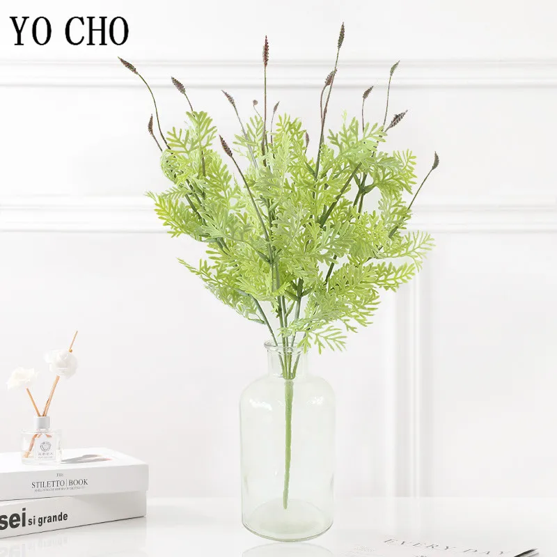 

YO CHO Artificial Plants Lavender Water and Grass Plastic Flowers Green Leaves For Wedding Home Christmas Decoration Accessories