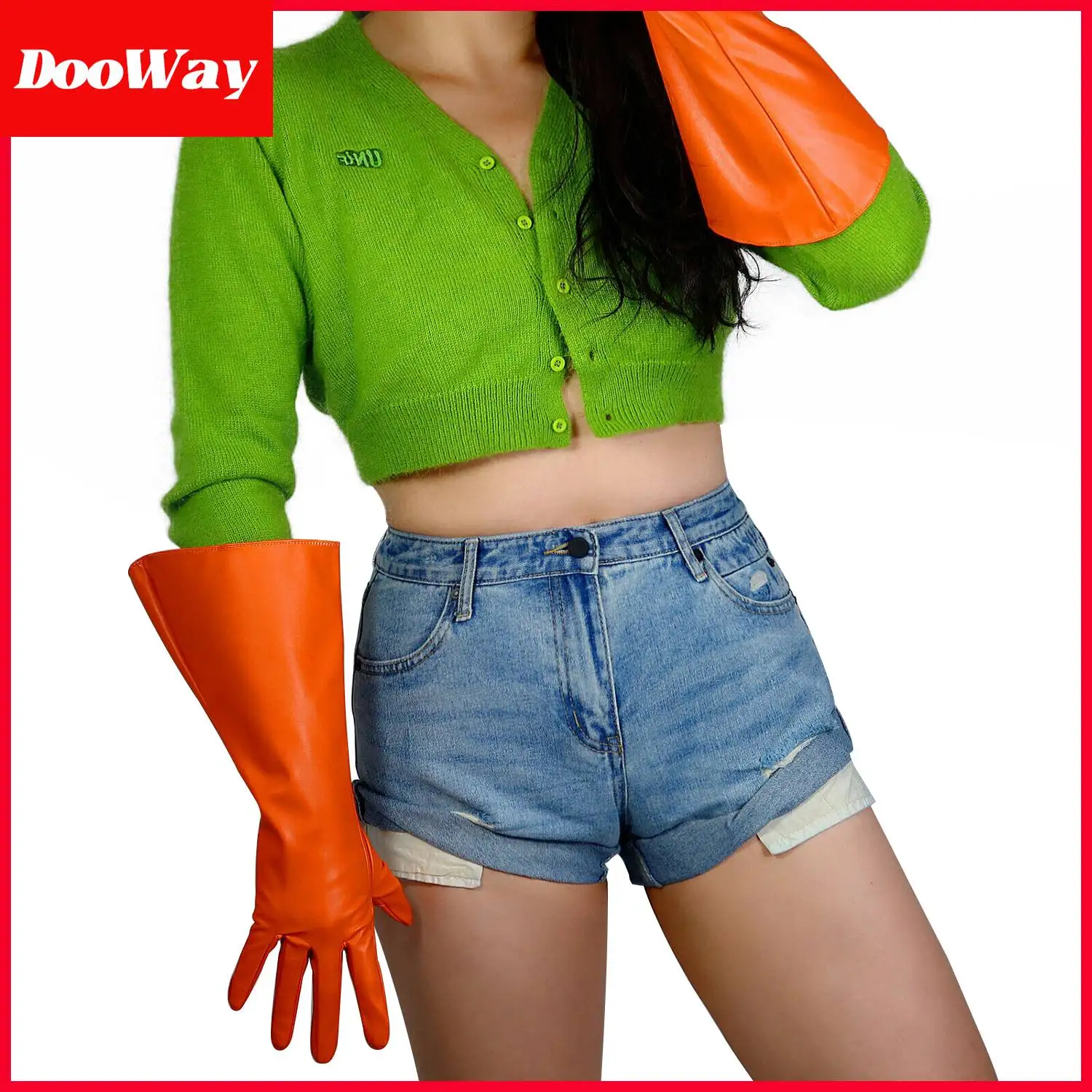 Длинная перчатка DooWay оранжевые перчатки из мягкой искусственной кожи с широким