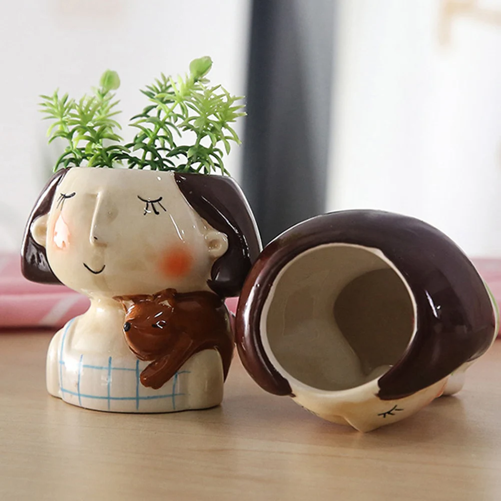 Милые девушки резьба цветочный горшок мультфильм сочные ящик для комнатных