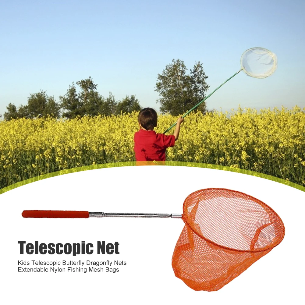 

1pc Butterfly Net Colorful Anti Slip Grip Fishing Net Kids Telescopic Extendable Children Portable Interactive Present