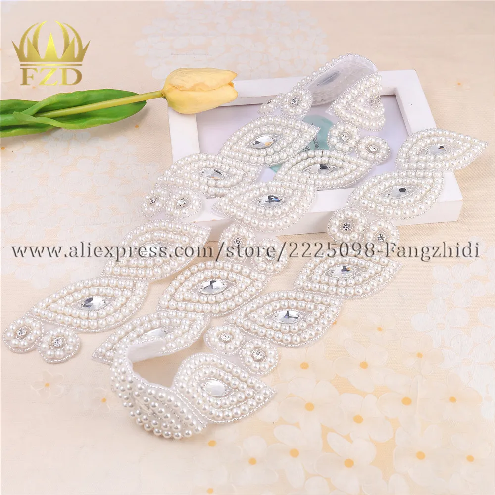 

1 Yard Clear Crystal And Stones Patches Bridal Pearl Rhinestone With Applique Sew On Clothing Wedding Crystals Decoration Glass