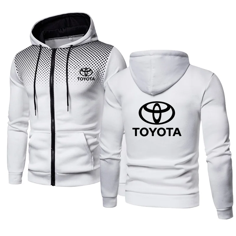 

NEW High Quality Casual Men Zip Jacket Toyota Car Logo Printing Men casual wear Spring Autumn Dots Cotton Men jackets