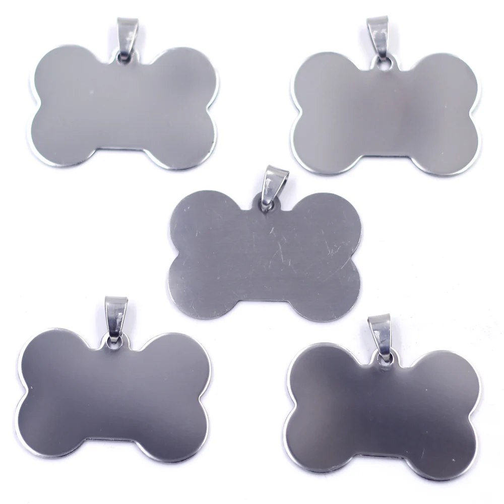 

Pendants Blank Stamping Tags Stainless Steel Dog Bone Animal Charms Silver Tone Jewelry DIY Making Finding 27x40mm 100Pcs