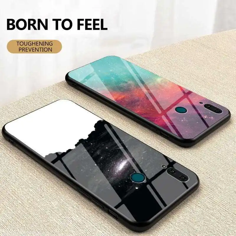 

KatyChoi Starry Sky Pattern Glass Case For Huawei Y9 Y7 Prime Y7 Y6 Pro Y5 2019 Y9 Y5 2018 Phone Case Cover