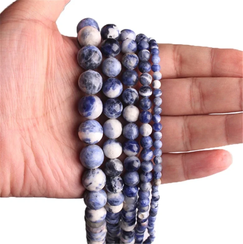 

Natural Sodalite Beads Round Loose Stone DIY Bracelet Necklace Jewelry Making