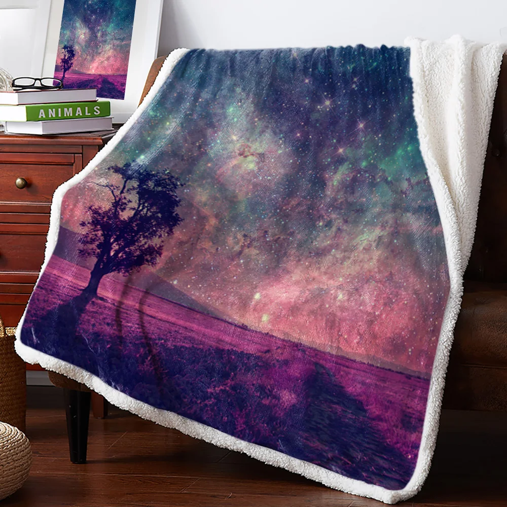Фантазия Пейзаж Небо деревья покрывало одеяла флис пледы Покрывало