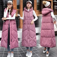 casual thick down cotton coat women warm winter waistcoat x long hooded vests parkas fashion jacket new fashion clothing