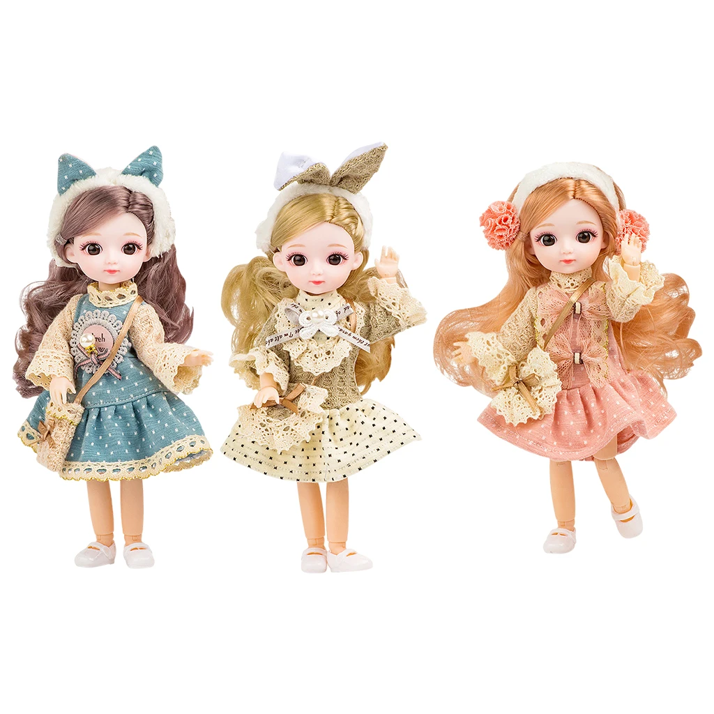 

Cute Flexible 20cm BJD Dolls Movable Joints with Soft Hair Makeup Dress Up Toy for Girls Thanksgiving Day Holiday Kids Gifts