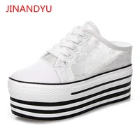 womens hidden heels wedge sneakers platform shoes lace woman slippers breathable fashion summer casual shoes black white heels
