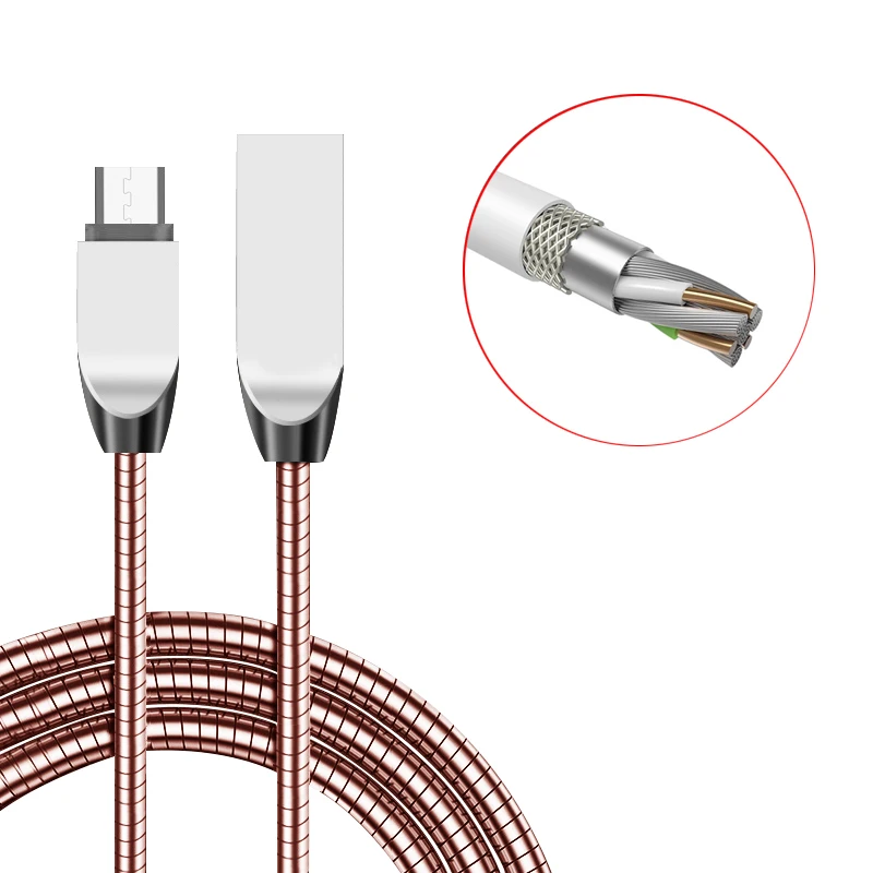 Pecham 2.4A быстрое зарядное устройство металлический кабель Micro USB для телефона Android