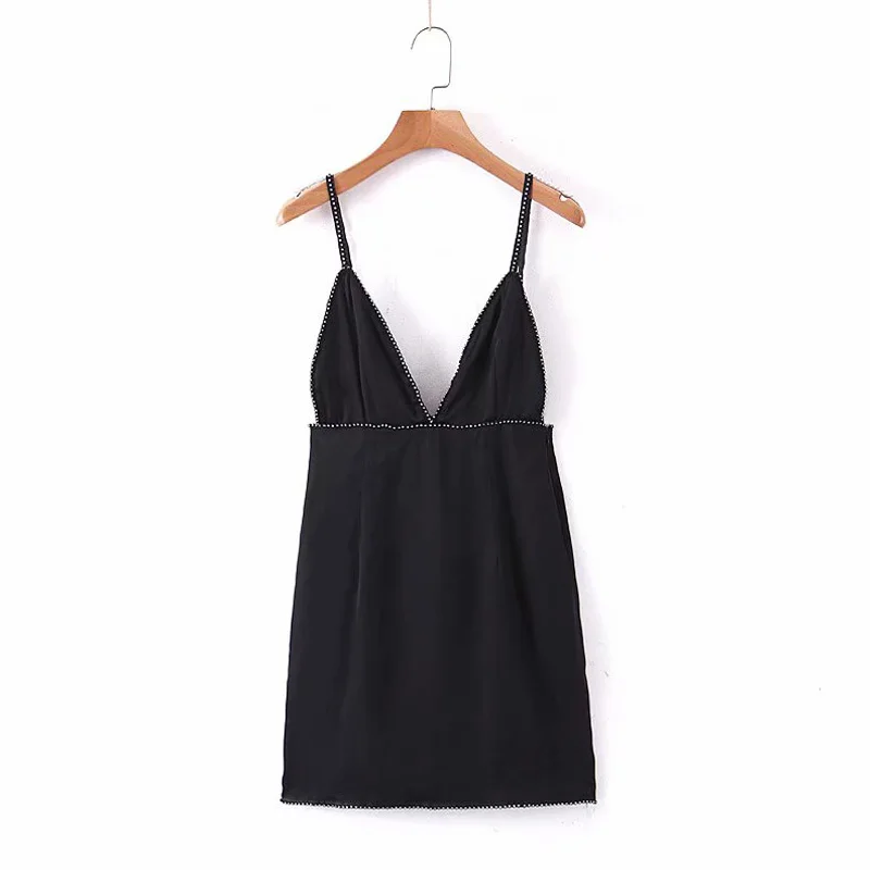 

EAYUCU Satin Diamond Sexy Backless Dress Women 2020 Deep V Neck High Waist Bodycon Black Mini Party Club Dresses Vestido D461