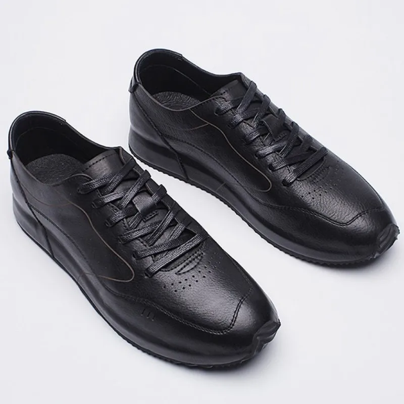 Men Casual Genuine Fashion Leather Lace Up Sneakers Vintage Joggers Trainers Footwear Male Comfortable Flats Athlete Shoes | Обувь