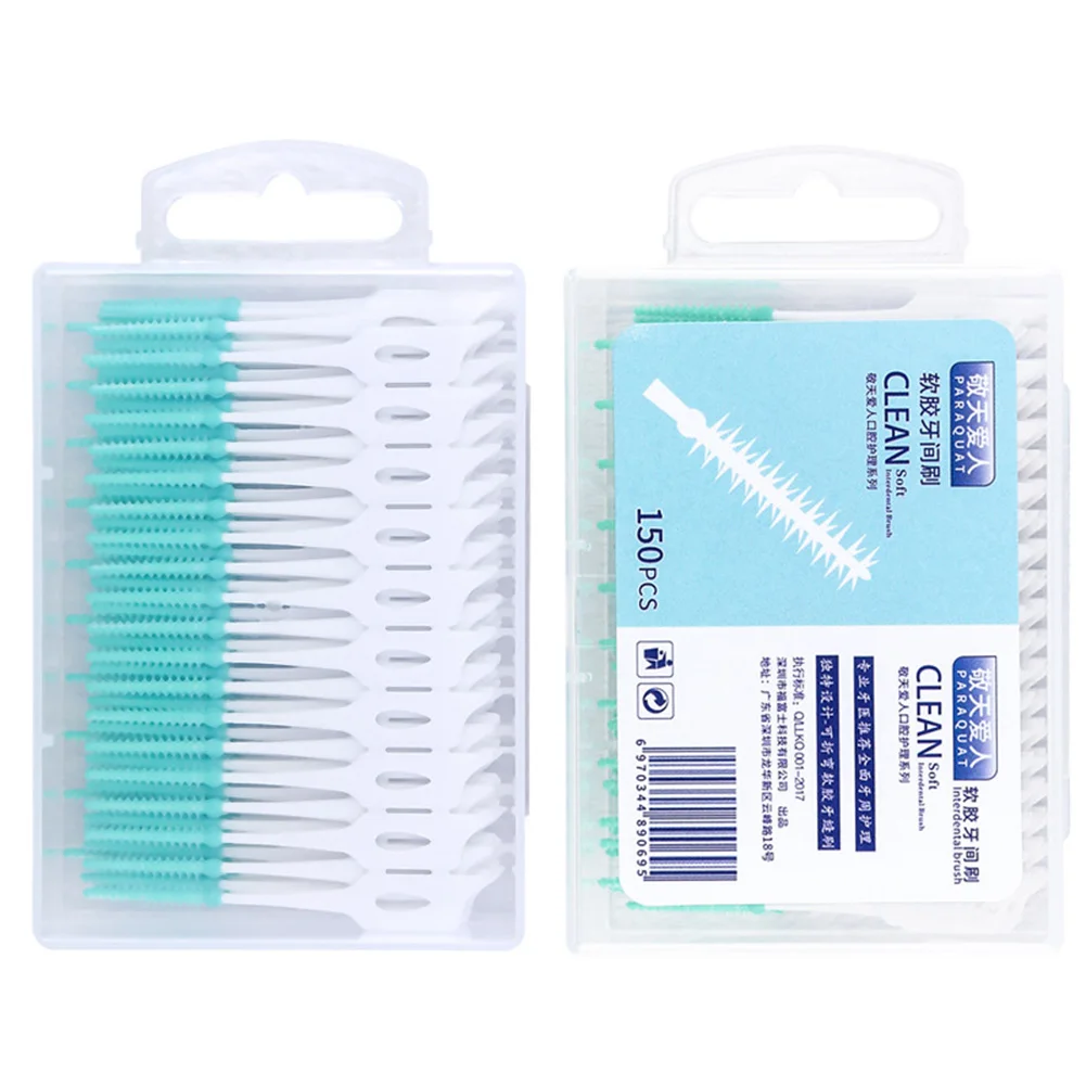 150 шт. одноразовые мягкие силиконовые пластиковые межзубные щетки для чистки