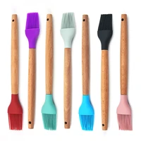 1 pc removable silicone barbecue brush with wooden handle non stick grill oil brushes household kitchen baking bbq utensils