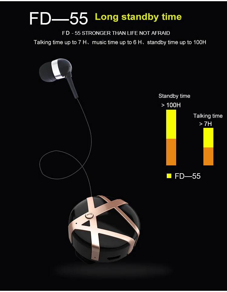 FineBlue FD-55 Вибрация вызова Выдвижная bluetooth-гарнитура шумоподавление более богатый бас предназначен для гарнитуры громкой связи