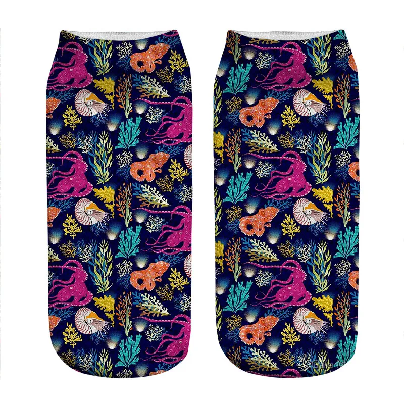 

2021 Women's socks kawaii Cephalopods black Printed Socks Woman harajuku Happy Funny Novelty cute girl gift Socks for women