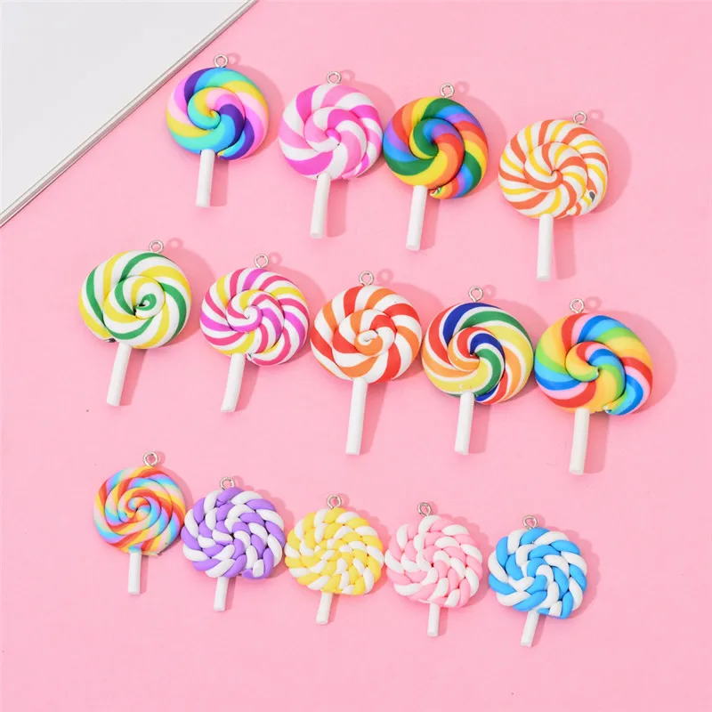 10 шт./упак. многоцветные мягкие глины моделирование Lollipop медальон Подвеска для