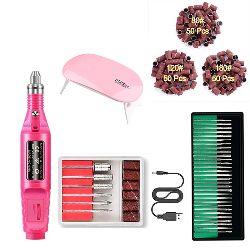 Мини УФ лампа для ногтей инструмент удаления гель лака рулон наждачной бумаги