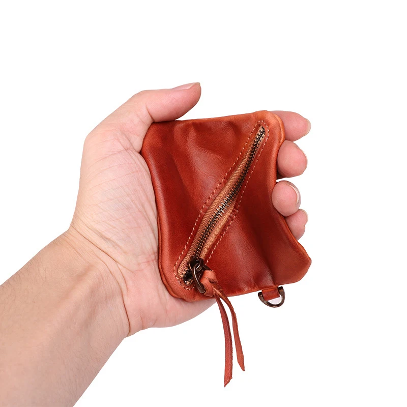 

New Vintage Hand Made Genuine Leather Mens Coin Purse Fashion Mini Zero Wallet Cute Lady Coin Bag Soft Small Coin Pouch 50
