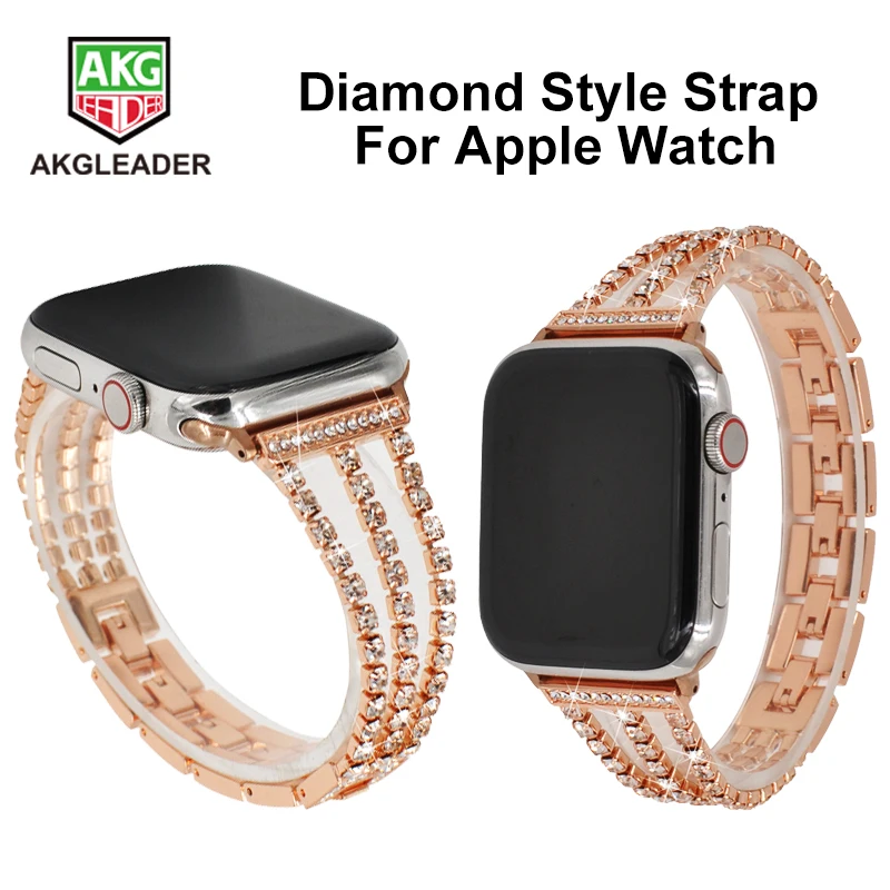 Ремешок Дамский для Apple Watch Series 5 4 3 40/44 мм браслет цепочка со стразами 2|Ремешки