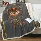 Плед BeddingOutlet в стиле Ловец снов, одеяло из шерпы с рисунком совы, тотемного животного, диванное покрывало в стиле бохо с рисунком енота, волка, лисы, лося, медведя