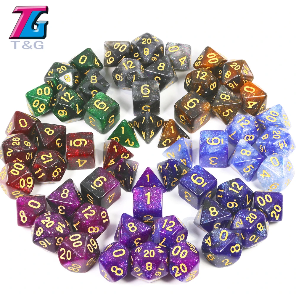 Красочные Вселенная Галактика кости набор D4 D20 DND RPG лучшие подарки 16 видов цветов