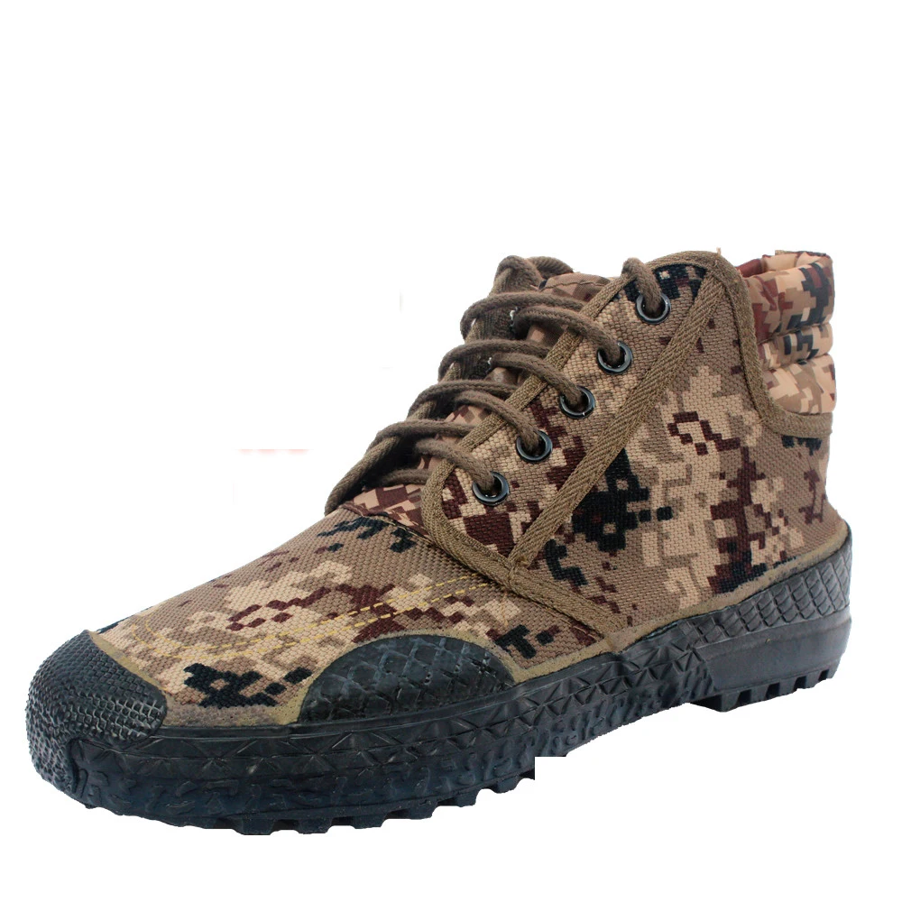 Ботинки мужские камуфляжные мягкая резиновая подошва Армейские Ботильоны обувь