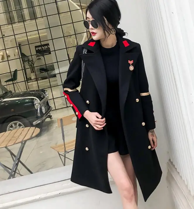 2020 зимнее двубортное шерстяное пальто в стиле милитари женское модное