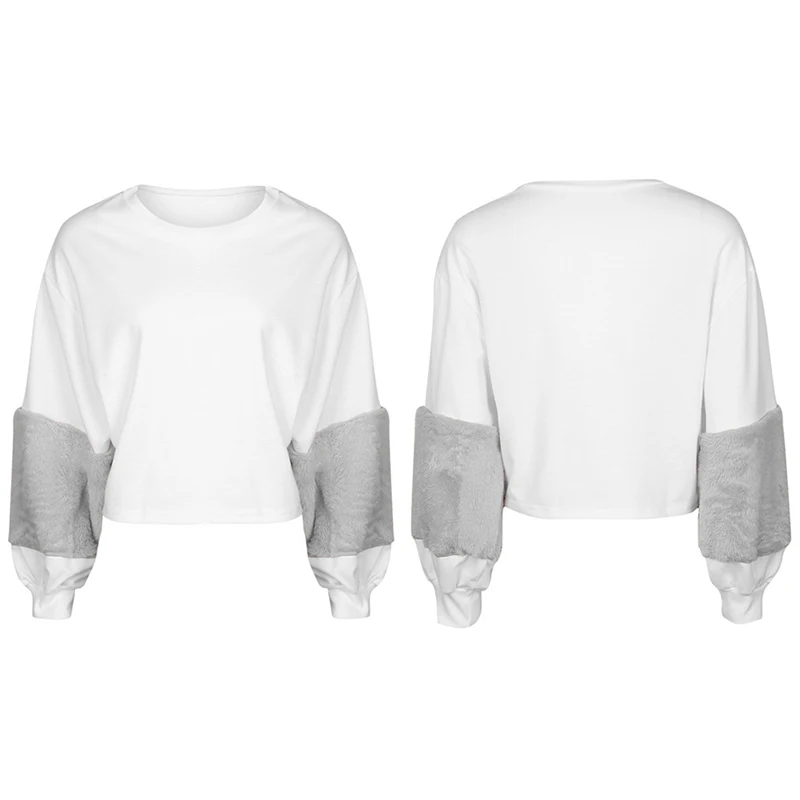 Женские толстовки с круглым вырезом и плюшевыми рукавами цветные Толстовки