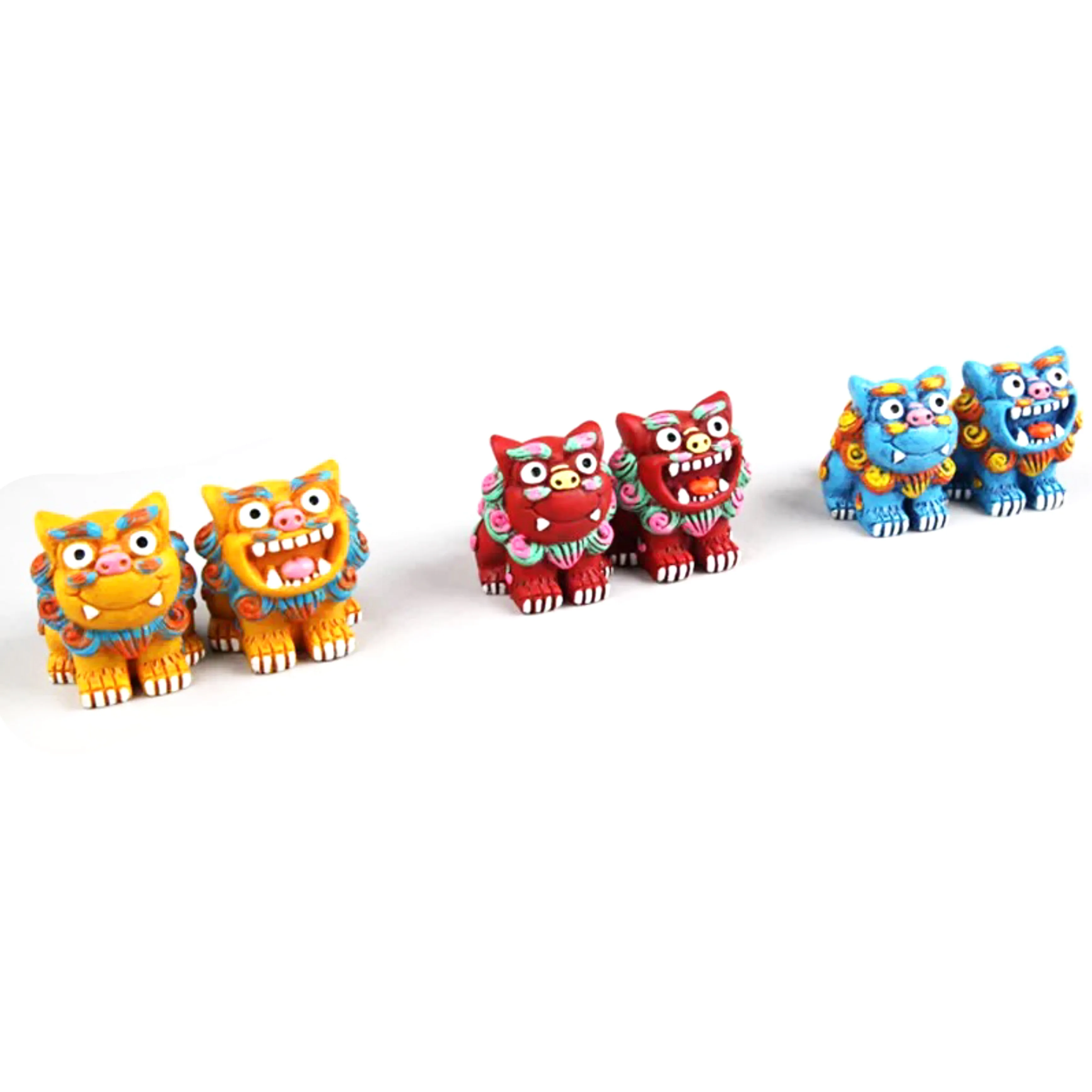 

2Pcs Chinese Style Lion Animal Model Resin Lucky Little Lion Desk Prosperous Business Home Decoration Set Gift Doll