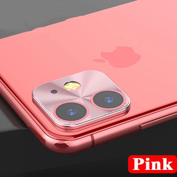 Защита для объектива камеры кольцо на iPhone 11 Pro закаленное стекло для iPhone 11Pro MAX телефон металлический сплав Телефон задняя защита - Цвет: Pink