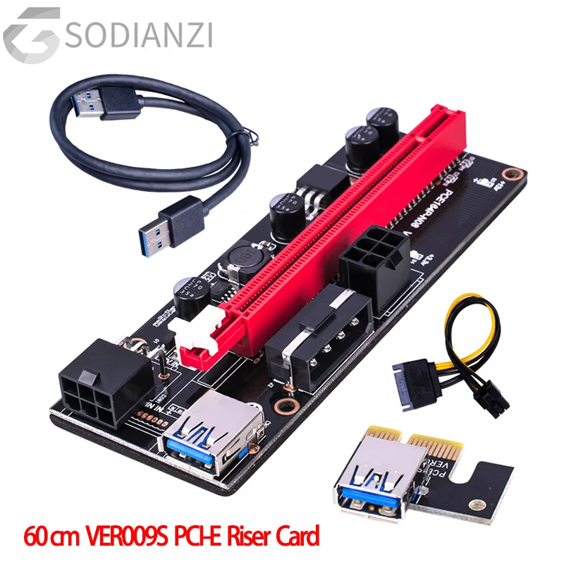 Карта расширения VER006S PCI-E 30 см 60 100 USB 3 0 кабель PCI Express 1X на 16X адаптер PCIe для майнинга