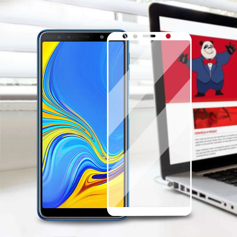 Полноэкранный протектор для samsung Galaxy A7 2018 синий черный белый цвет Закаленное