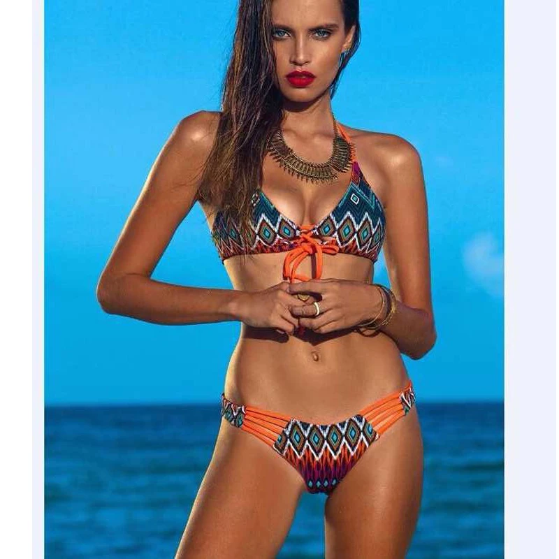 Лидер продаж 2017 бикини суперсексуальные Цветочные стринги бандажные