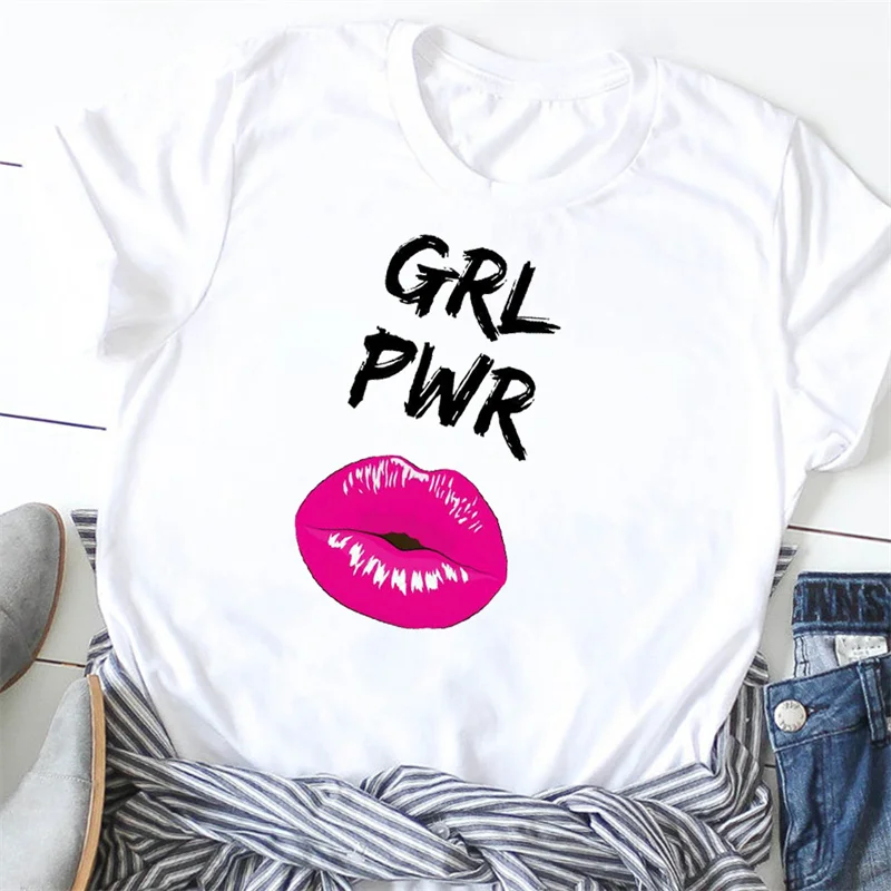 

New Harajuku Casual T Shirt Women Girl Power Hand Flower Graphic Feminist Short Sleeve Tops Tee Female Fashion Loose Clothes