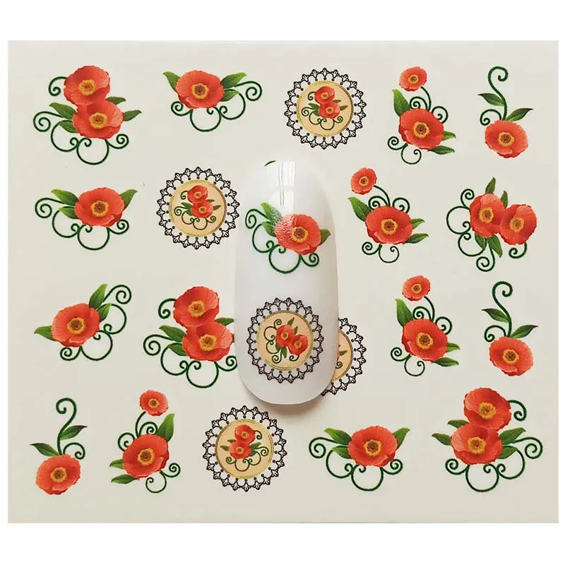 

E14 Nail Sticker Pink Flower Colour Butterfly DIY Manicure Slider Embossed Adhesive Nail Art Tips Decorations Decals