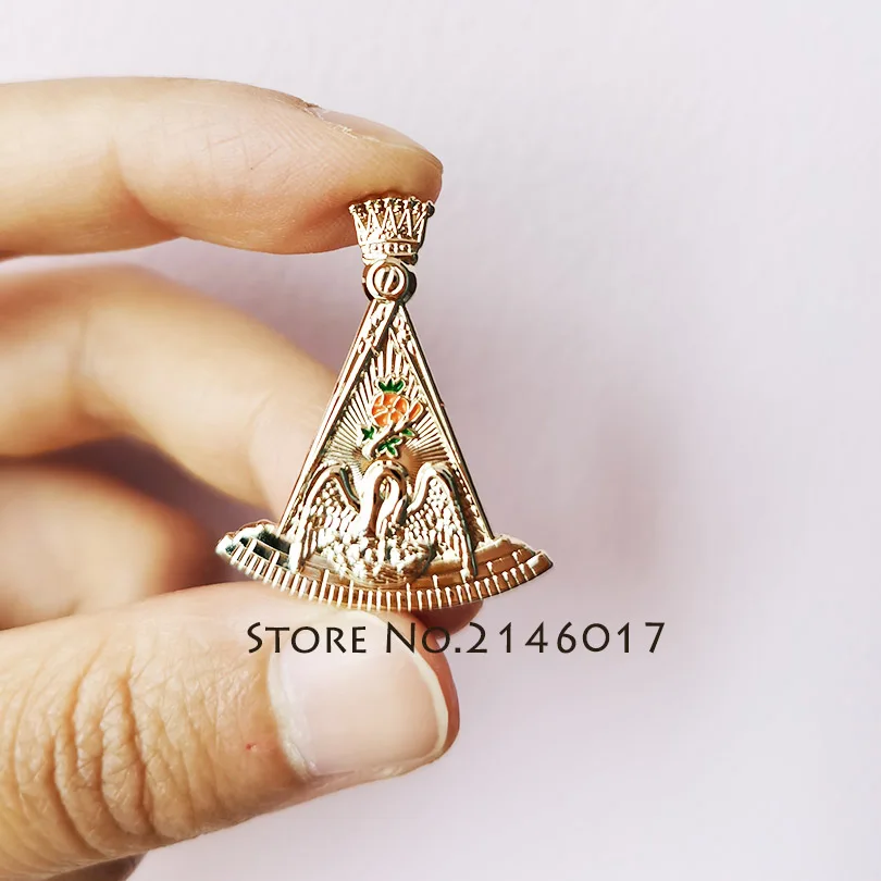 Значок-булавка масонского лепестка розы, квадрата и царской короны Общества Розенкрейцеров и Вольных Каменщиков: 10 штук, 18 степень, брошь-значок Социетас Розикруциана.