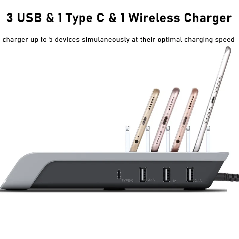 tongdaytech 45w multi 3 port usb wireless charger usb c charging station for smartphone iphone 11 12 pro max samsung ipad tablet free global shipping