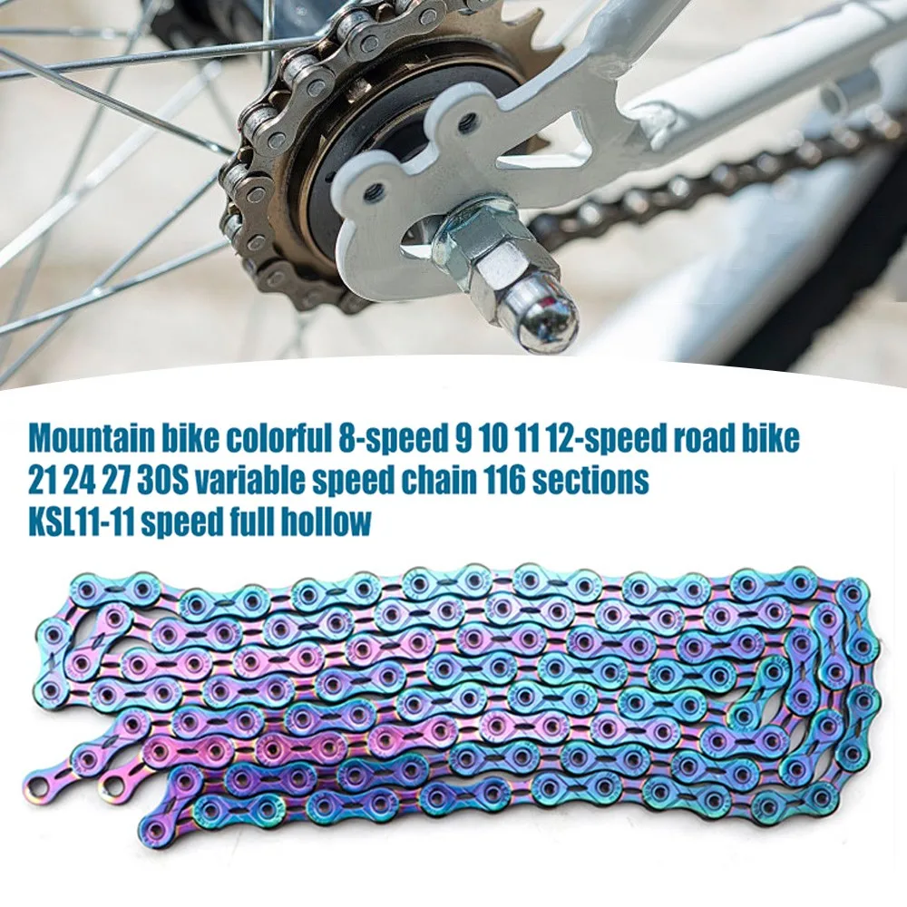 

Race Bike Chain 8 9 10 11 12 Speed Electroplated Colorful Anti Rust Steel Fully Hollowed Out Bicycle Chain