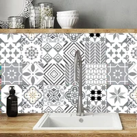 grey geometry pattern tile floor stair sticker bathroom kitchen decoration waterproof wall sticker peel stick art wallpaper