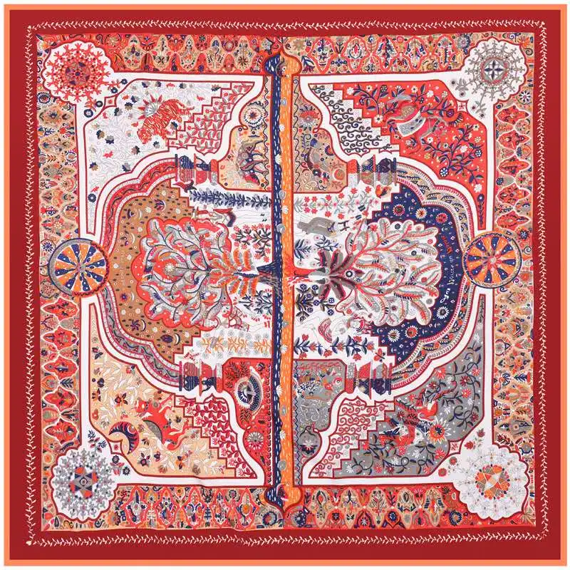 Женский винтажный квадратный шелковый шаль роскошный брендовый симметричный