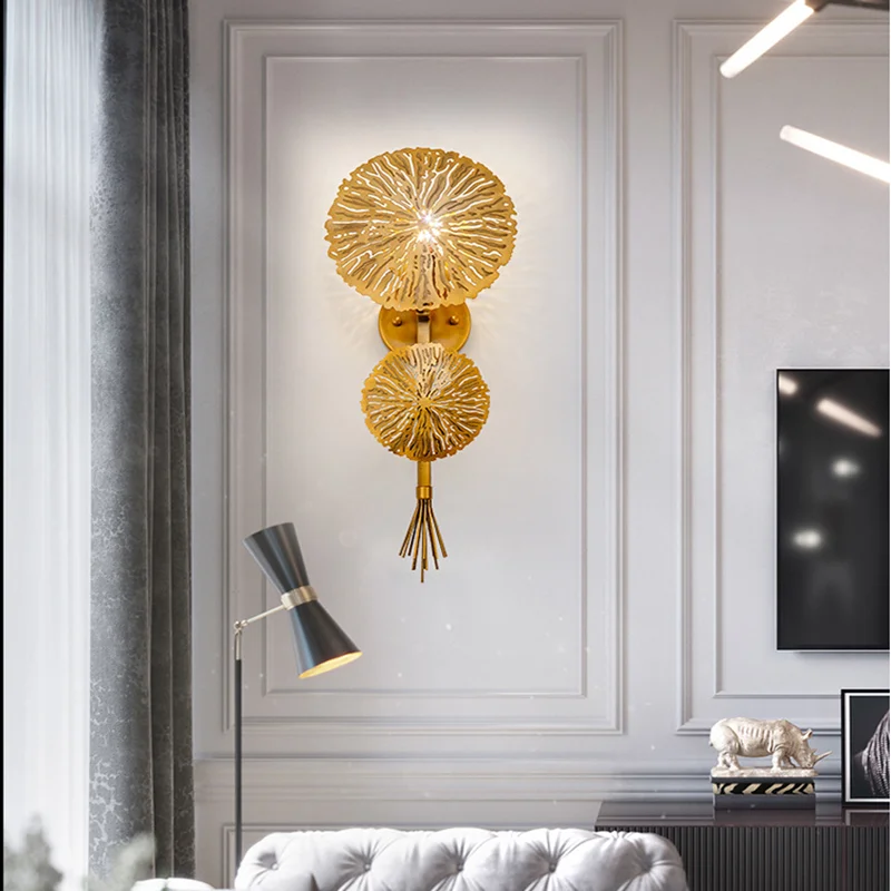 Nordic post-modern lotus leaf wall lamp light luxury living room background decoration aisle bedroom study bedsid | Лампы и освещение